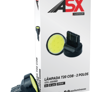 T 20 LED COB 12V, 2 POLOS AMBAR