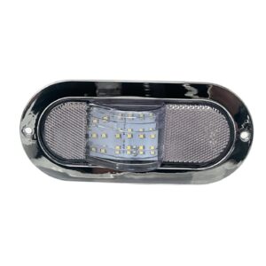 CB LÁMPARA LED OVAL CONVEXA 40 SMD BLANCA, BIVOLT ARO CROMADO PLÁSTICO